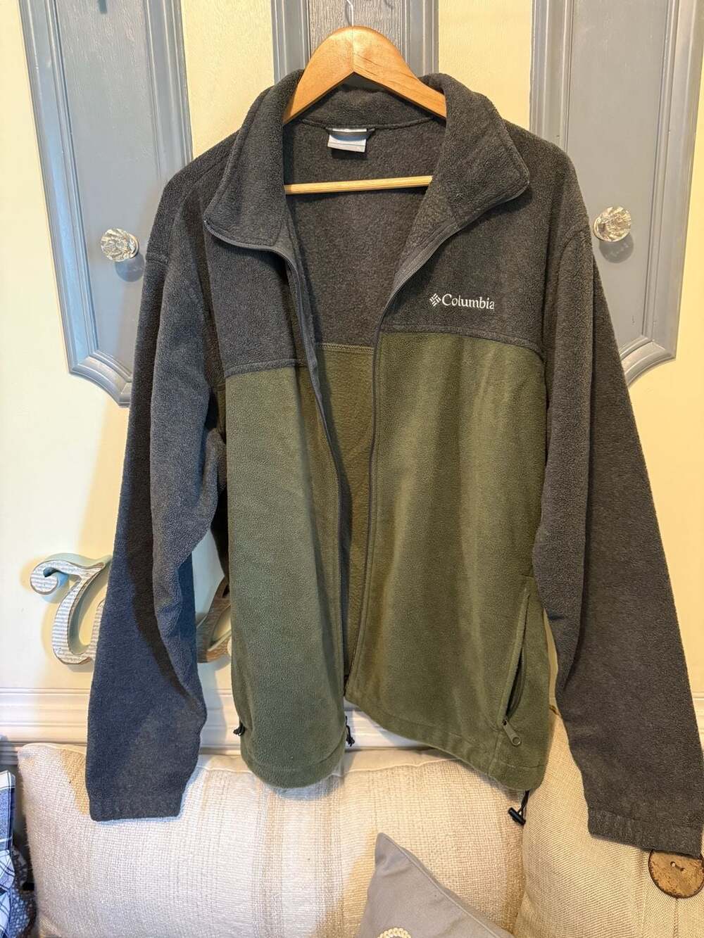 Columbia Mens Steens Mountain Full Zip Fleece Jacket Green Gray XL